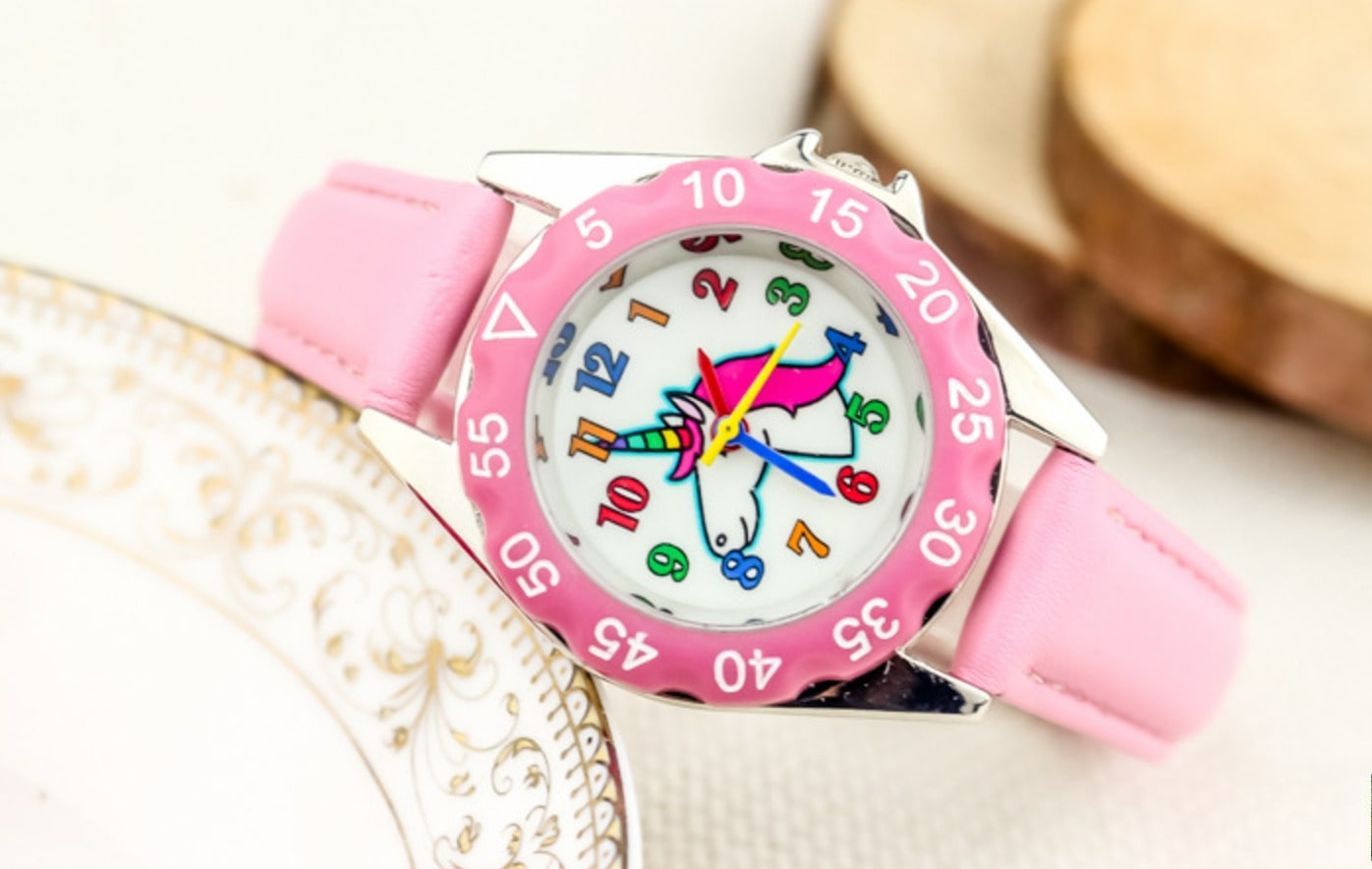 Idée cadeau Licorne montre éducative rose – Image 2