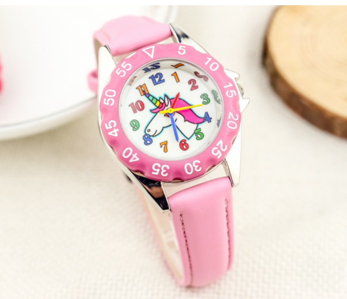 Idée cadeau Licorne montre éducative rose