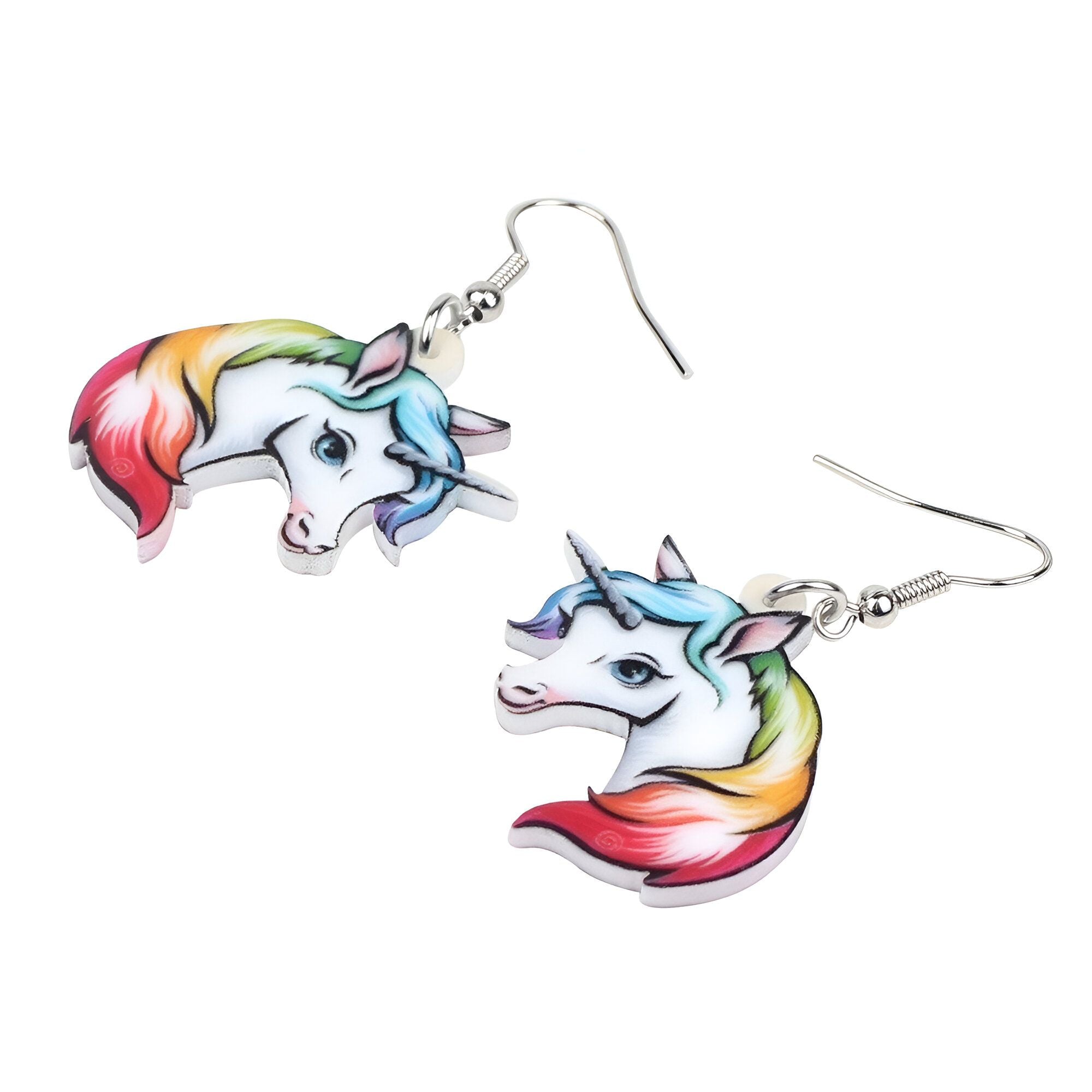 Idée cadeau Licorne - Boucles d'oreilles pendantes arc-en-ciel – Image 4