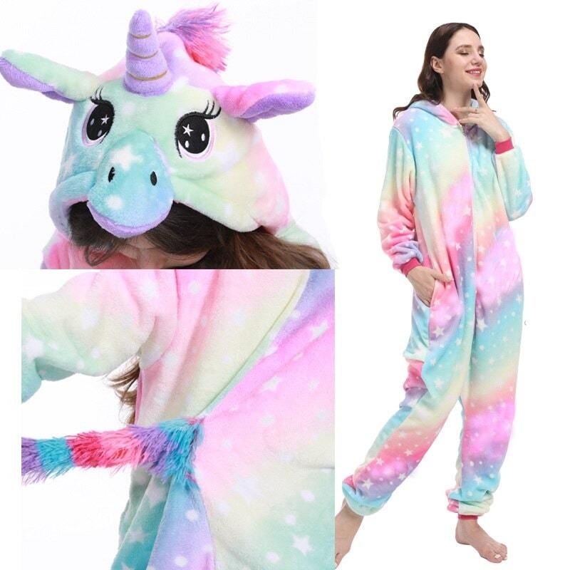 Pyjamas Licorne combinaison arc-en-ciel