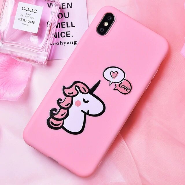Coques de téléphone Licorne pour iPhone rose