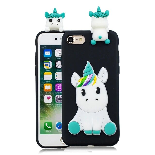 Coques de téléphone Licorne noire pour iPhone en 3D