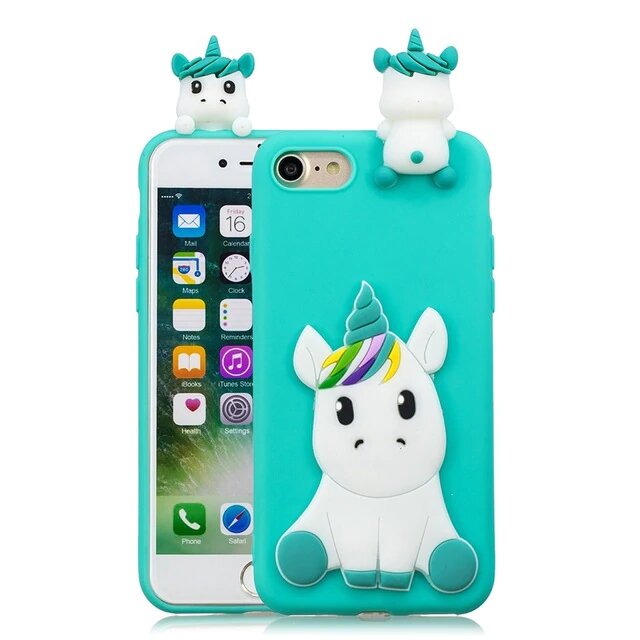 Coques de téléphone Licorne verte en relief