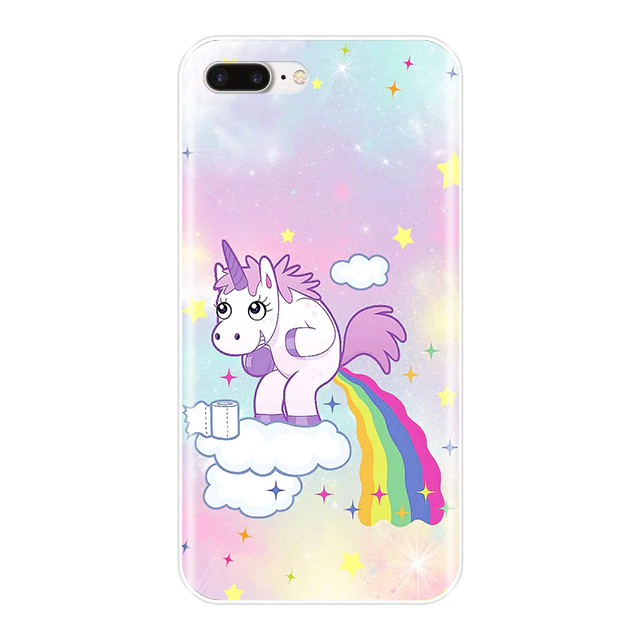 Coques de téléphone Licorne étui arc-en-ciel et emoji crotte