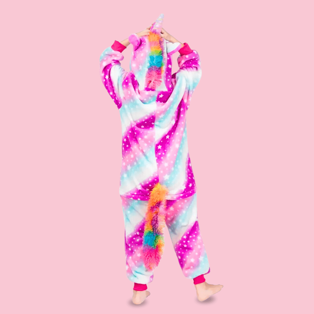 Pyjamas Licorne enfant à rayures roses et bleues - Combinaison Kigurumi – Image 5